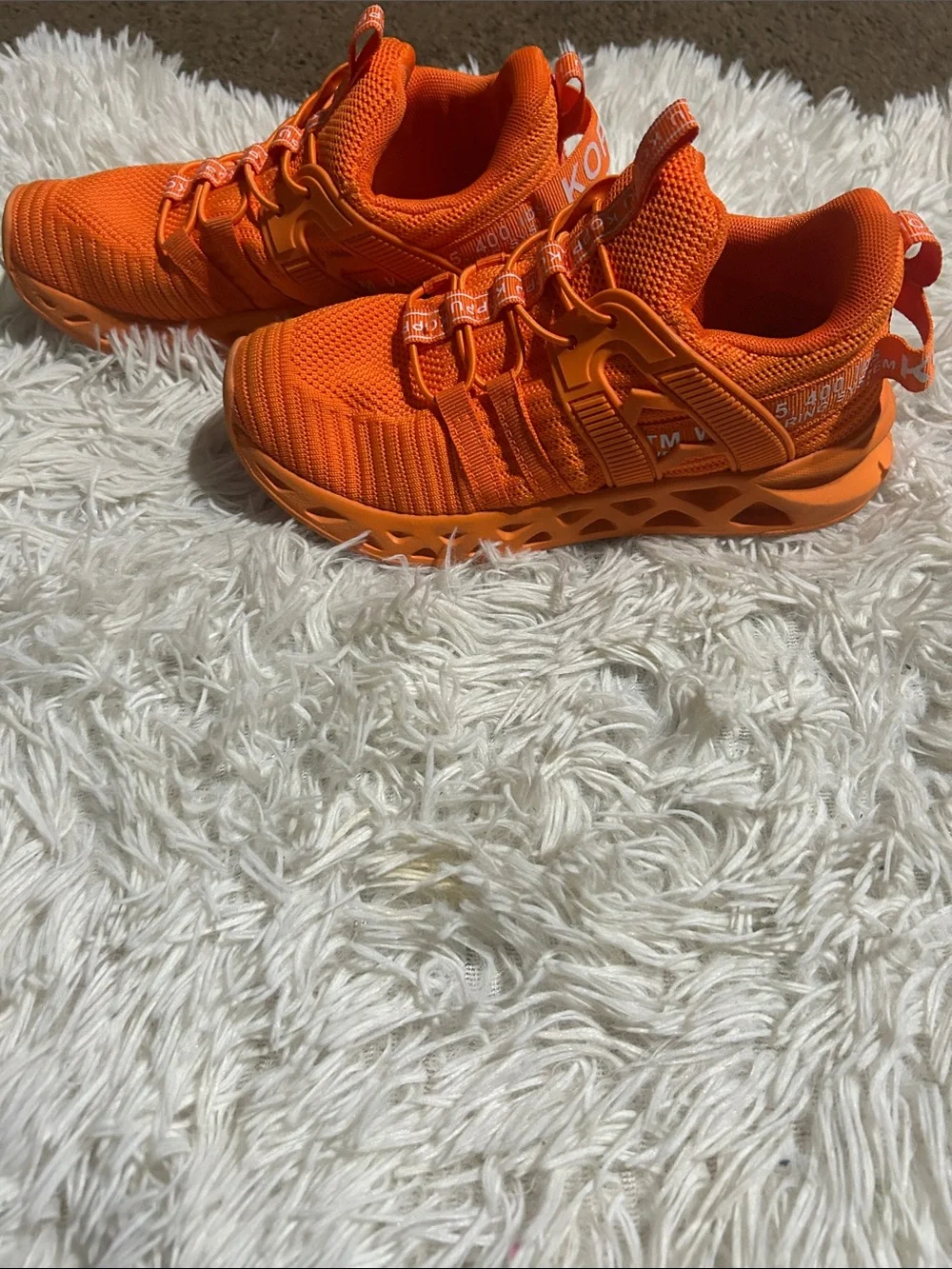 Kids Bright Orange Slip-On Athletic Sneakers